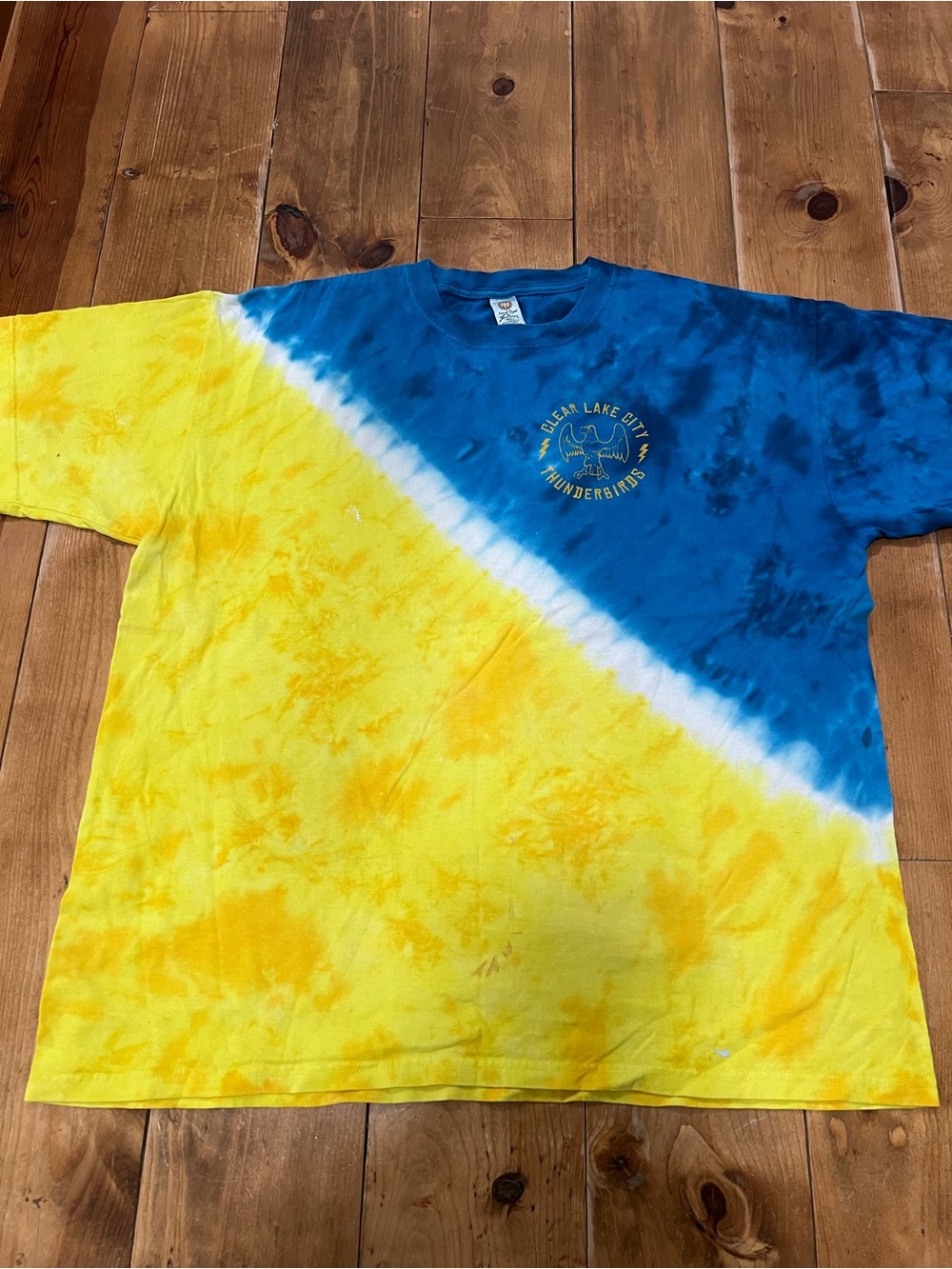 Clear Lake City Thunderbirds Tie-Dye Kids Tee - Blue & Yellow